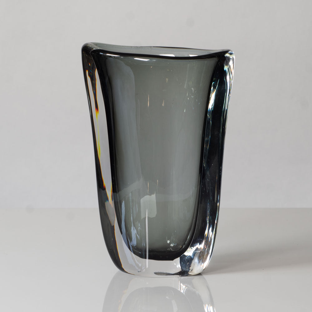 Nils Landberg for Orrefors, Sweden, gray glass "Sommerso" vase L3489
