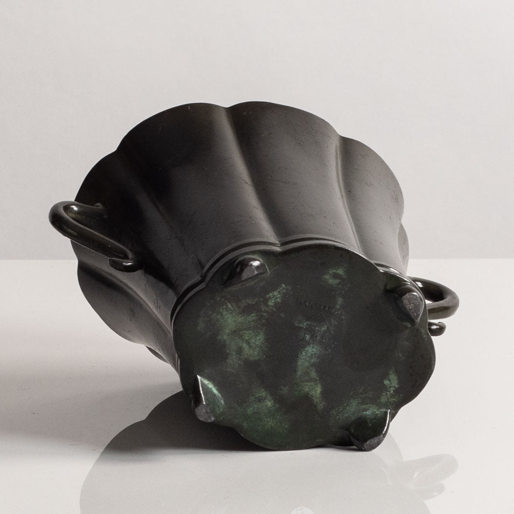 Just Andersen, Denmark, scalloped vase in disko metal L3213