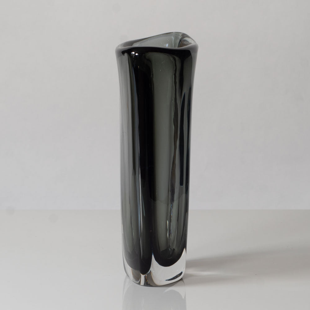 Nils Landberg for Orrefors, Sweden, gray glass "Sommerso" vase L3489