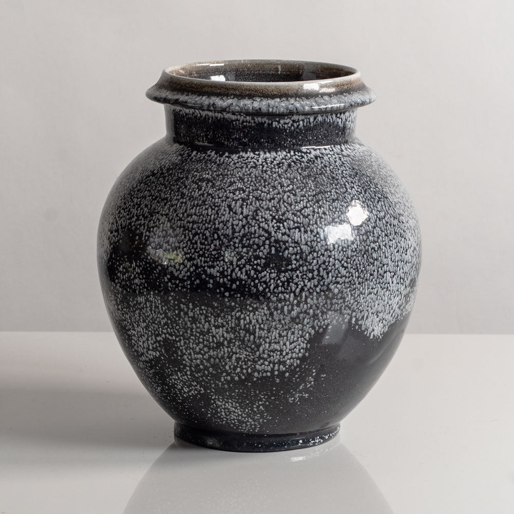 Herman A. Kahler Keramik, Denmark, earthenware vase with black and white glaze M5528