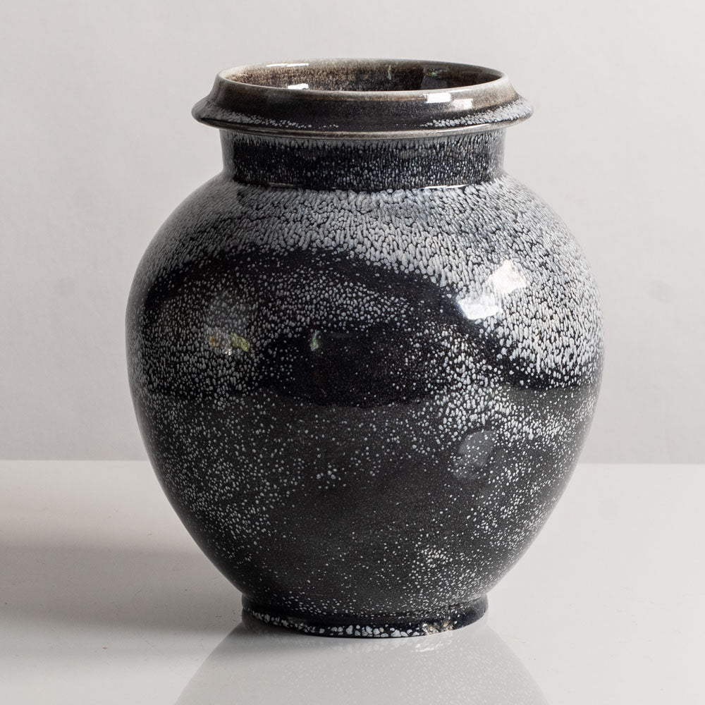Herman A. Kahler Keramik, Denmark, earthenware vase with black and white glaze M5528