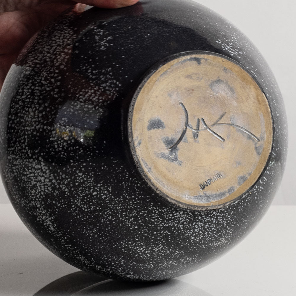 Herman A. Kahler Keramik, Denmark, earthenware vase with black and white glaze M5528