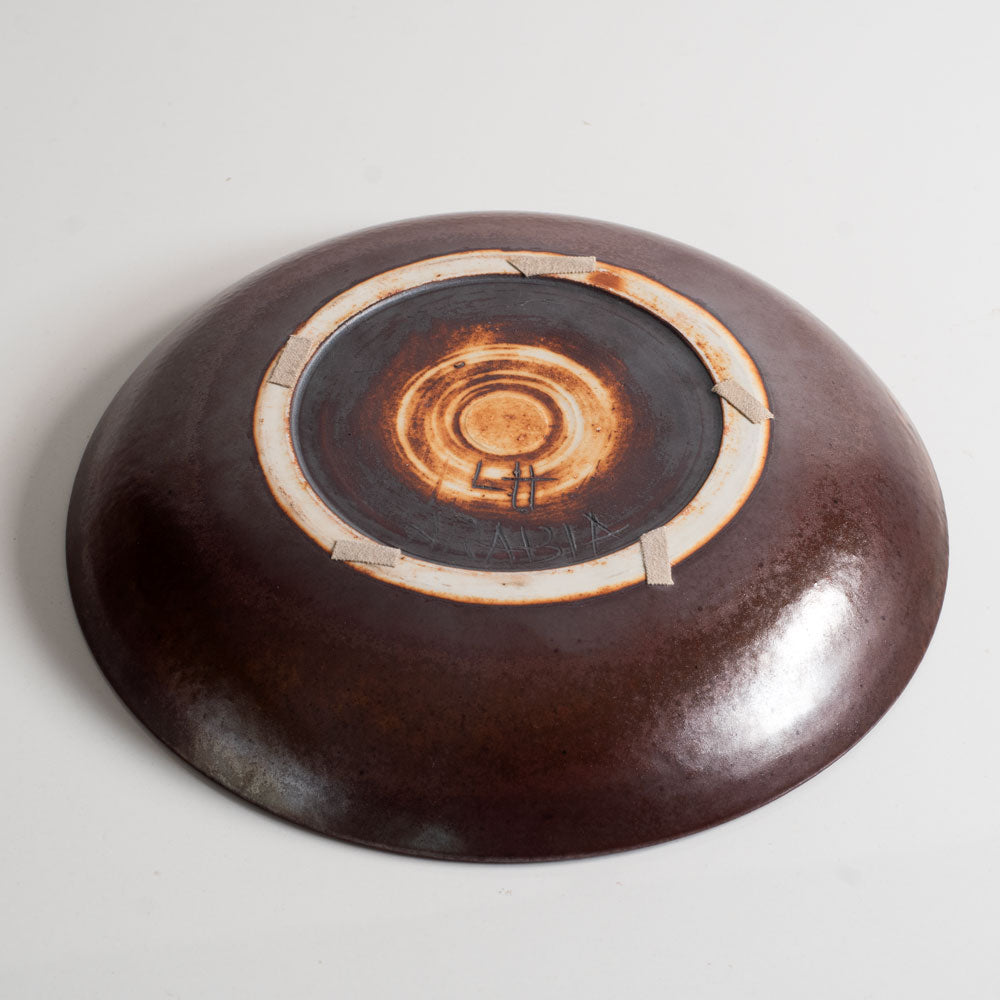 Liisa Hallamaa for Arabia, Finland, unique stoneware bowl with brown glaze M5459