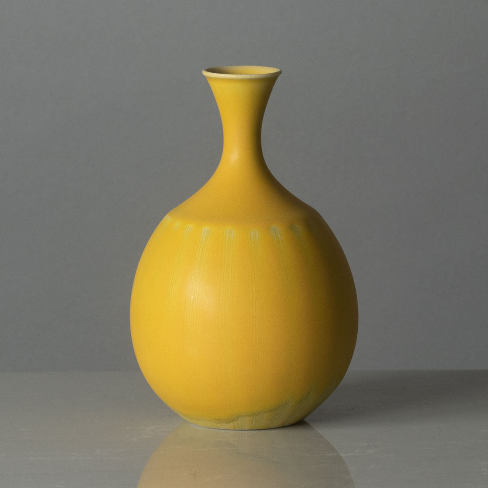 Stig Lindberg for Gustavsberg, Sweden, unique stoneware vase with yellow glaze H1380