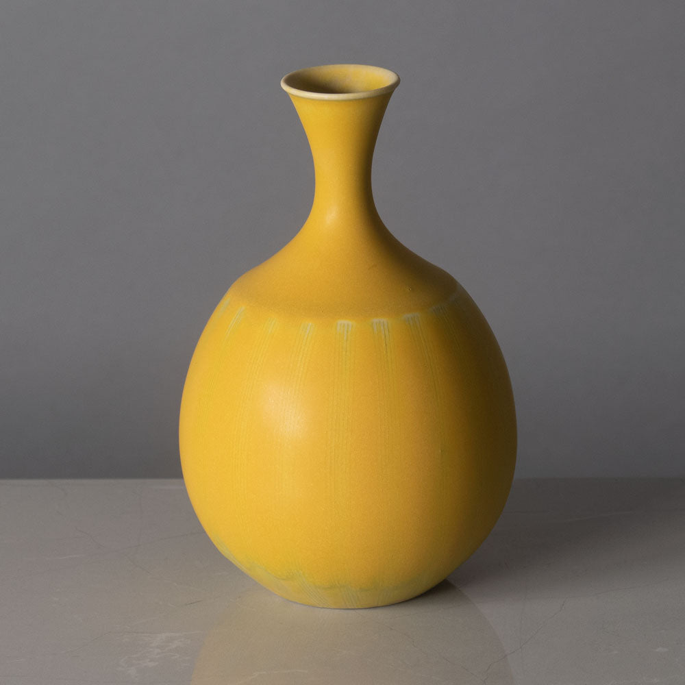 Stig Lindberg for Gustavsberg, Sweden, unique stoneware vase with yellow glaze H1380