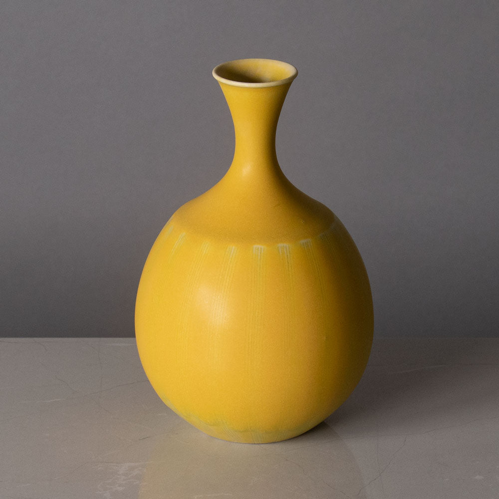 Stig Lindberg for Gustavsberg, Sweden, unique stoneware vase with yellow glaze H1380