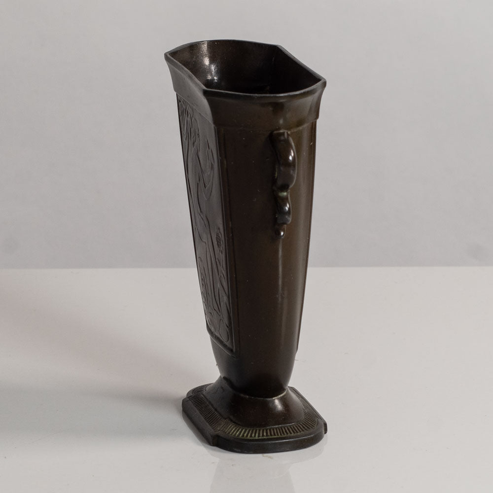 Just Andersen, Denmark, illustrated vase in disko metal L3500