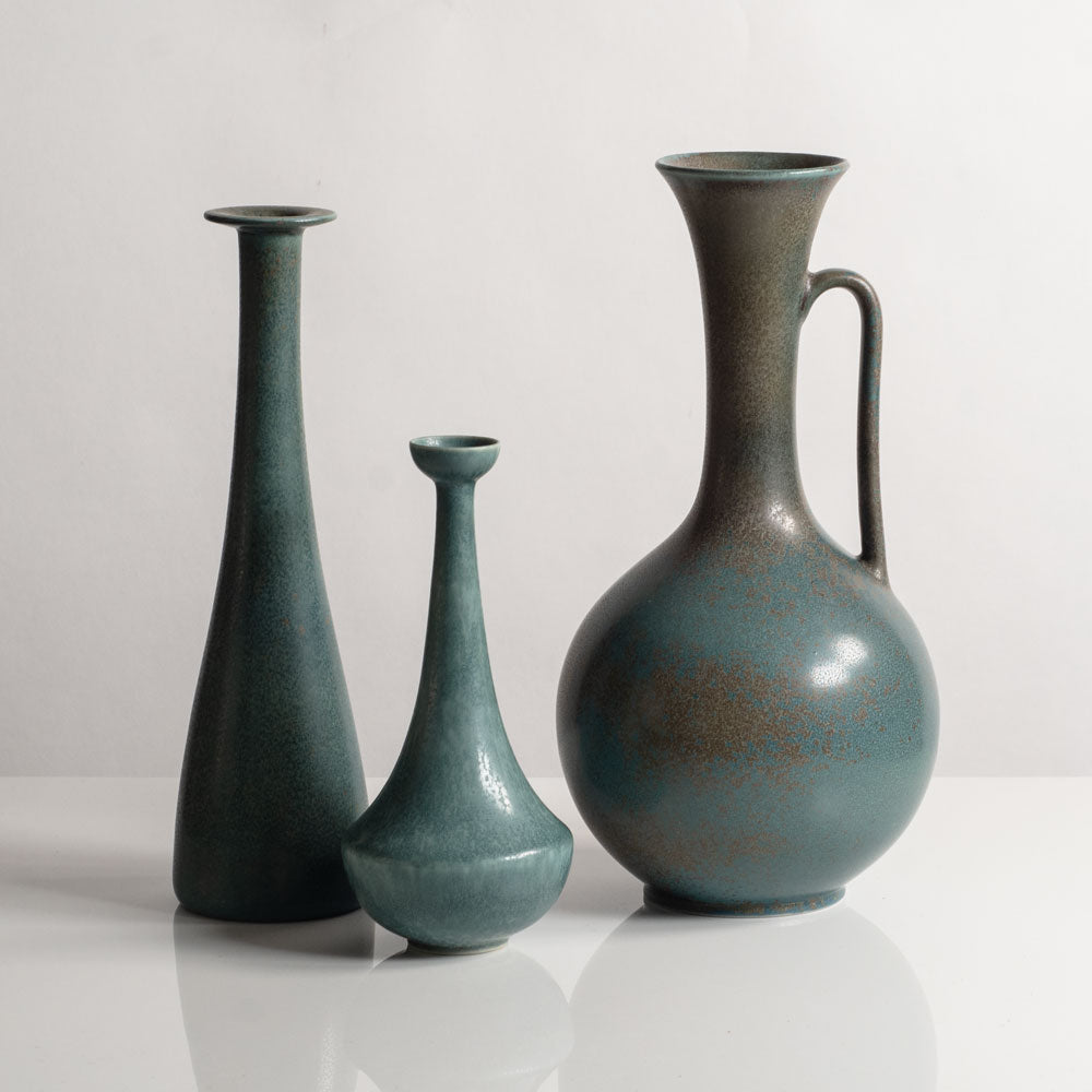 Group of vases with green glaze by Gunnar Nylund for Rörstrand, Sweden