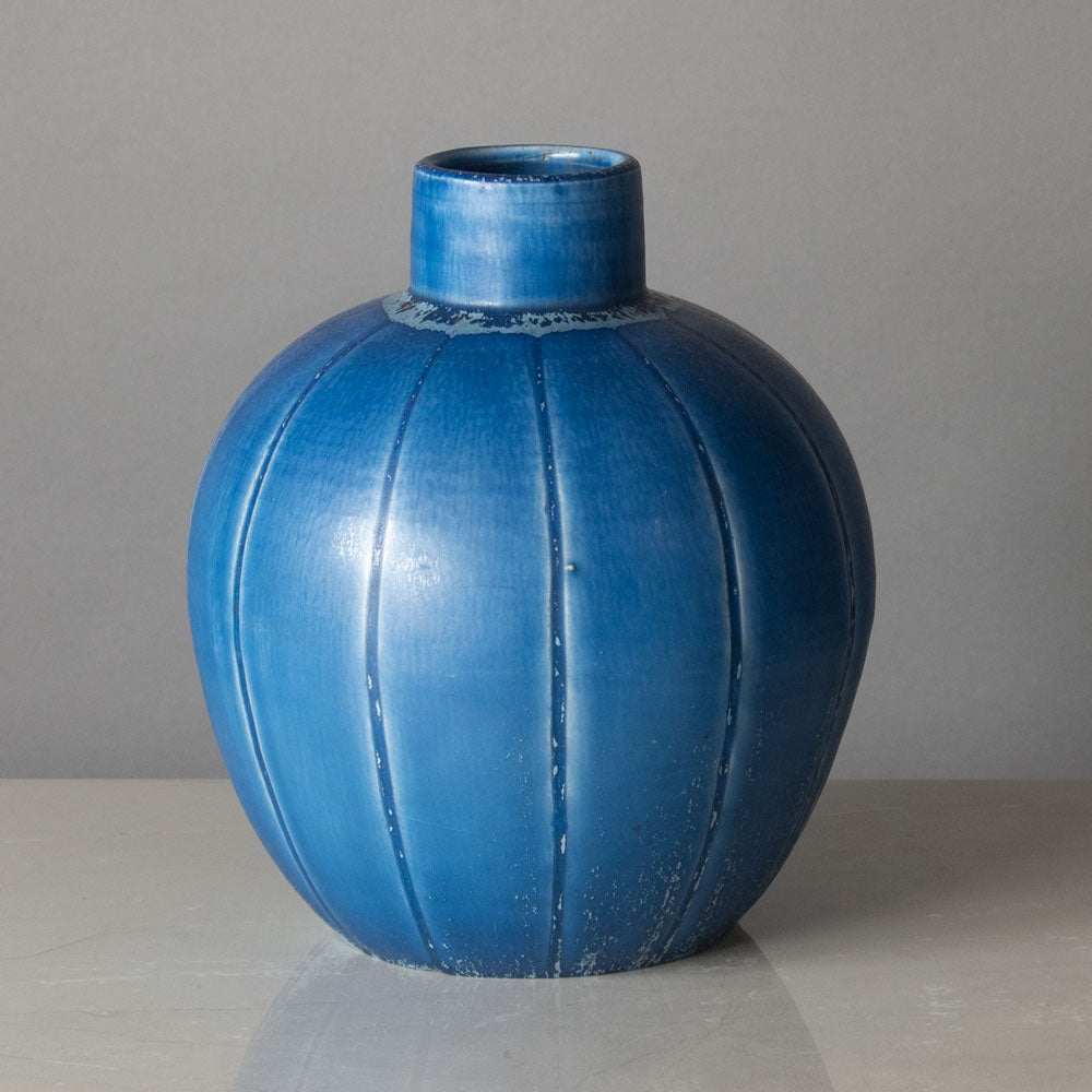 Eva Jancke Bjork for Bo Fajans, stoneware vase with matte blue glaze J1436