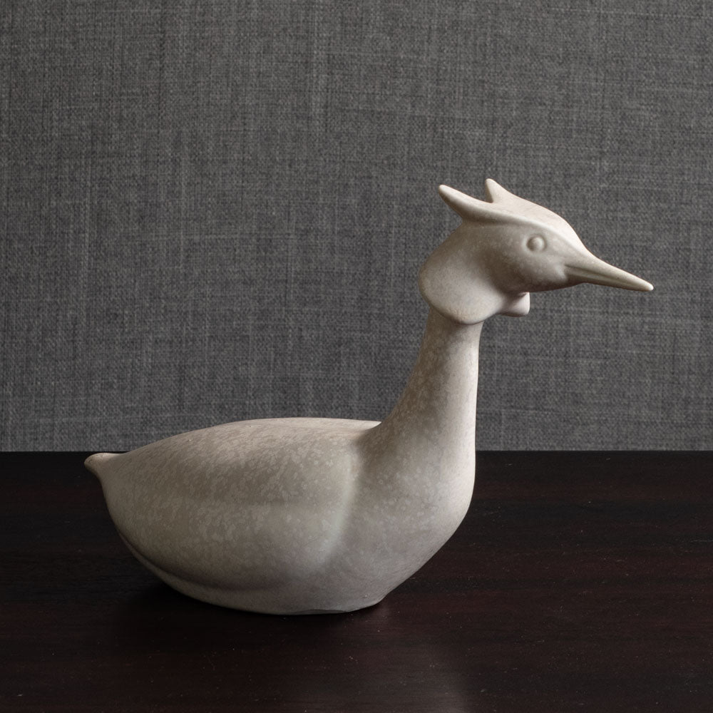 Gunnar Nylund for Rorstrand, stoneware grebe with white glaze M5506