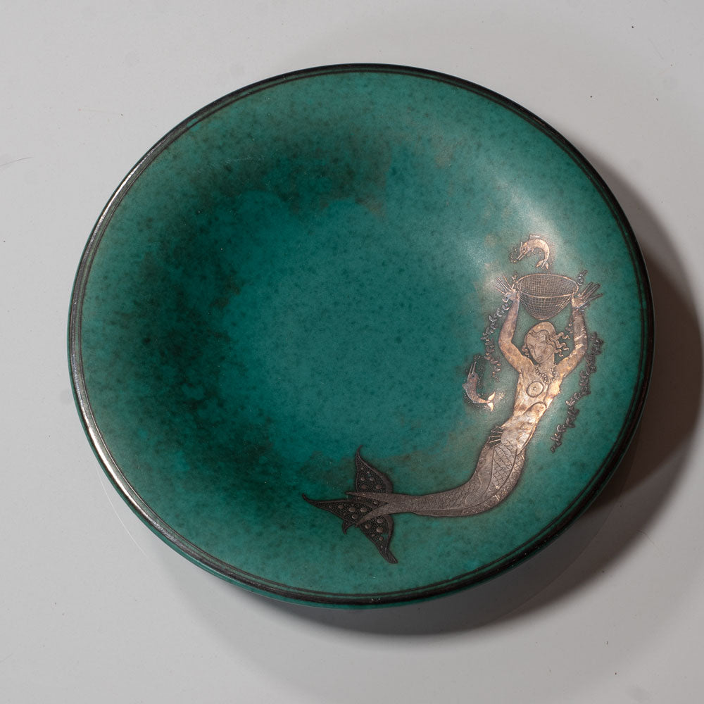 Wilhelm Kage for Gustavsberg, Sweden, "Argenta" dish with mermaid J1680