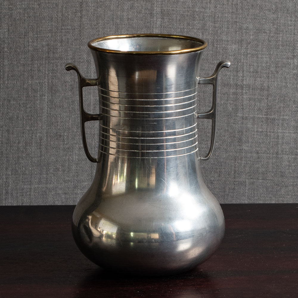GAB Tenn, Sweden, pewter vase with handles and inscription M4252