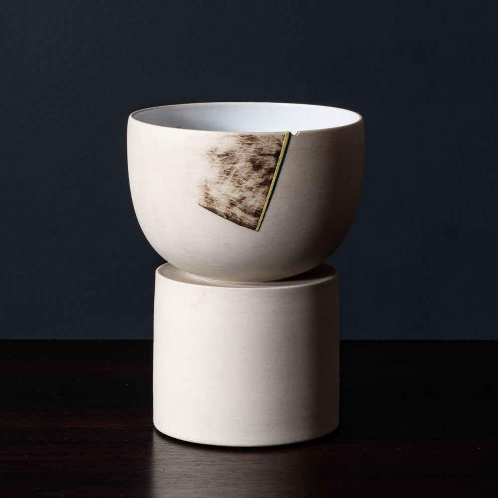 Gordon Baldwin, UK, unique stoneware bowl on pedestal L3456