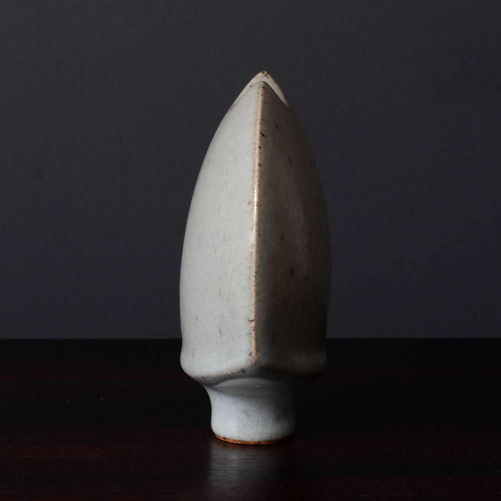 Karl Scheid, Germany, unique stoneware sculptural vase with gray crackle glaze K2259