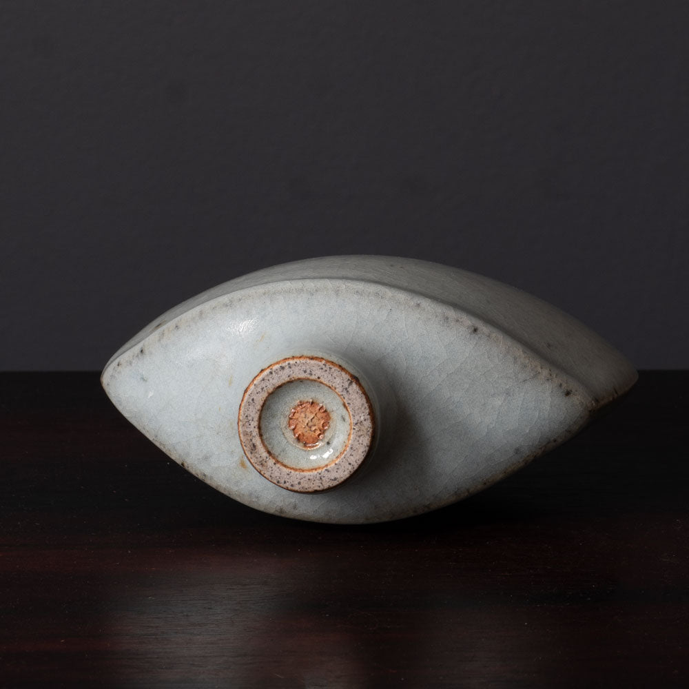 Karl Scheid, Germany, unique stoneware sculptural vase with gray crackle glaze K2259