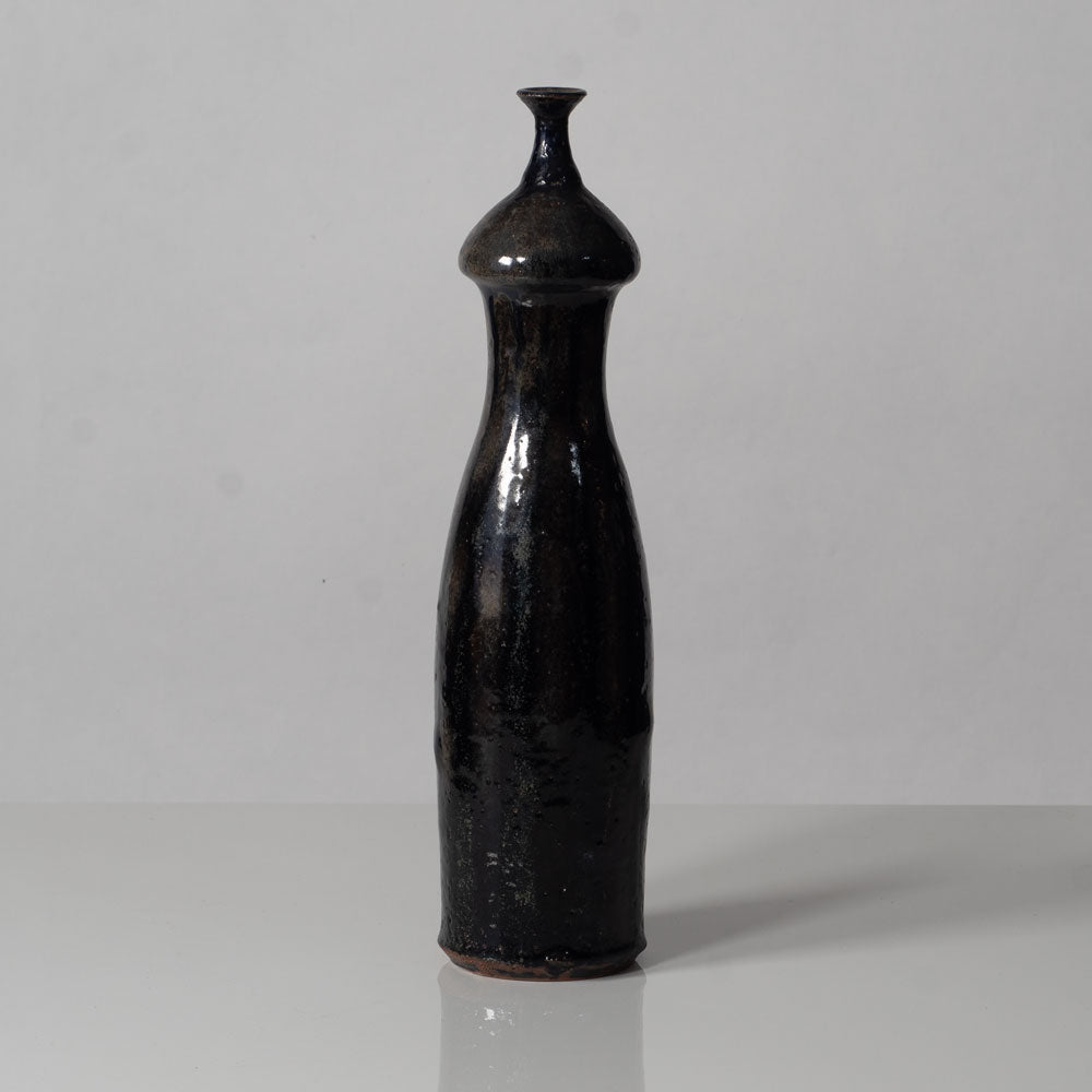 Ingeborg and Bruno Asshoff, unique stoneware vase with glossy black glaze K2900