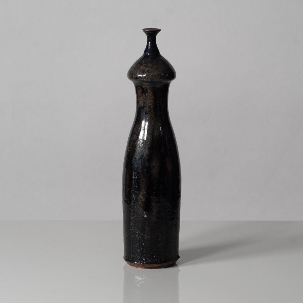 Ingeborg and Bruno Asshoff, unique stoneware vase with glossy black glaze K2900