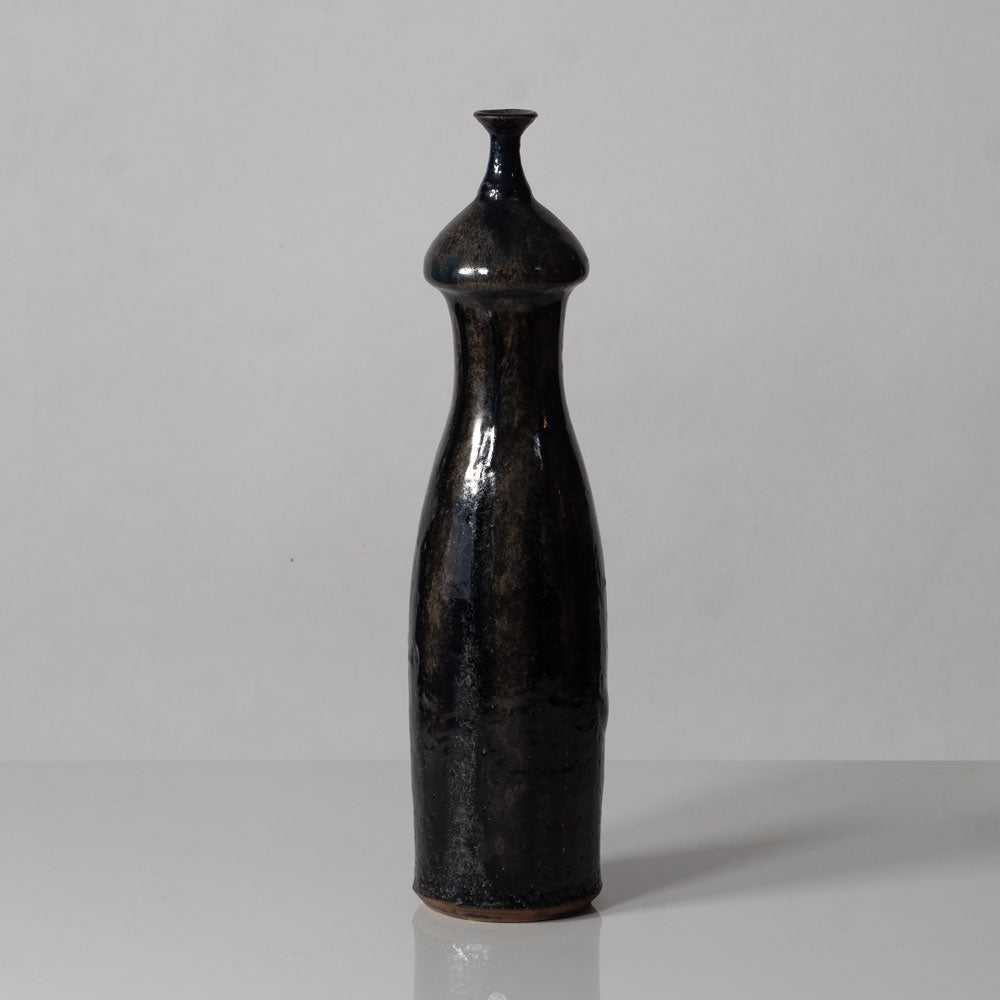 Ingeborg and Bruno Asshoff, unique stoneware vase with glossy black glaze K2900