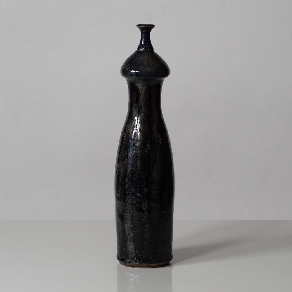 Ingeborg and Bruno Asshoff, unique stoneware vase with glossy black glaze K2900