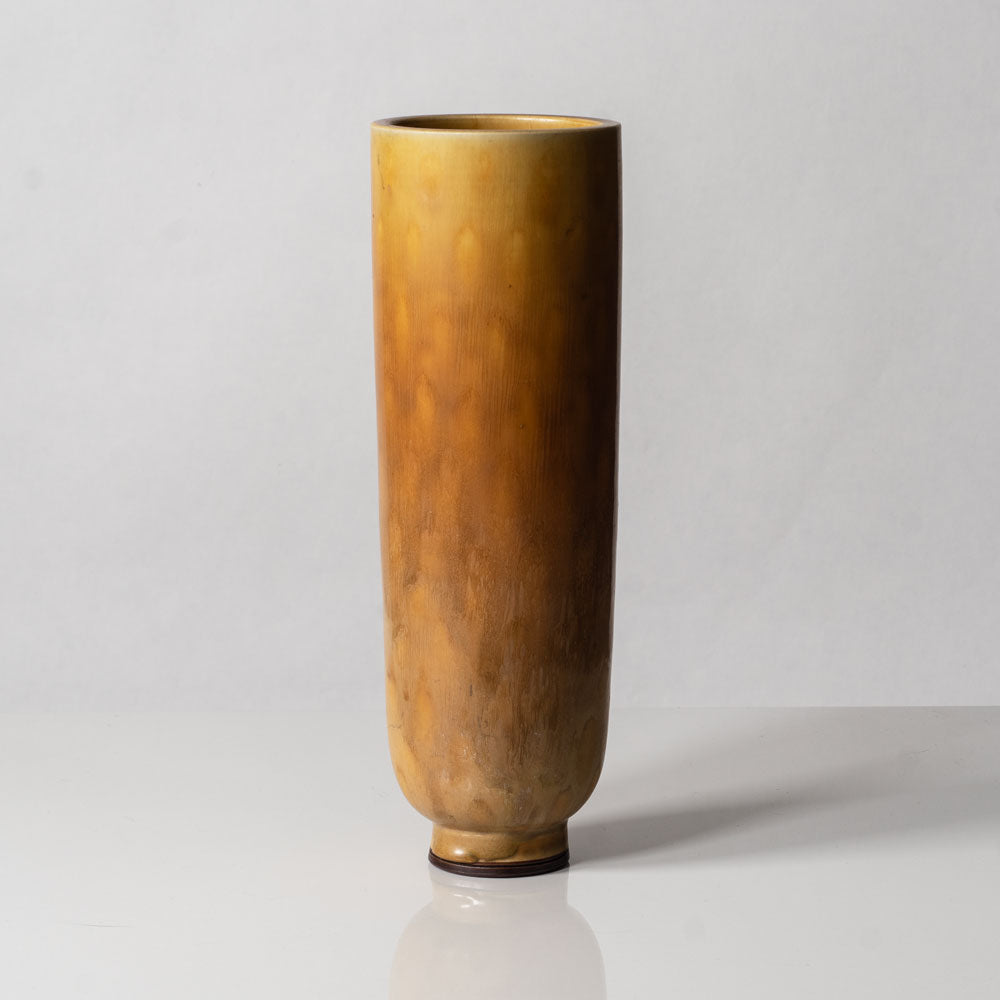 Berndt Friberg for Gustavsberg, Sweden, patterned vase with yellow haresfur glaze L3293