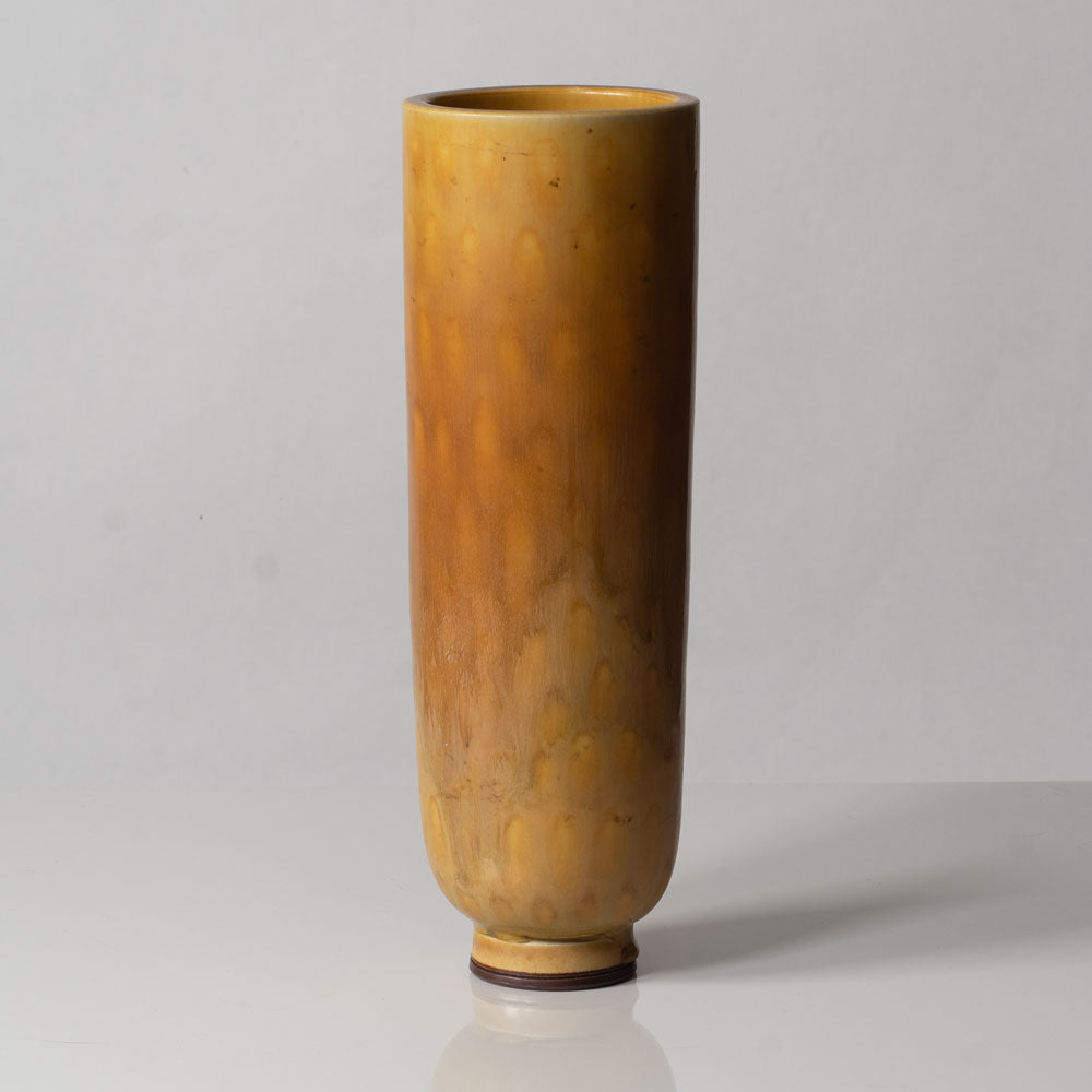 Berndt Friberg for Gustavsberg, Sweden, patterned vase with yellow haresfur glaze L3293