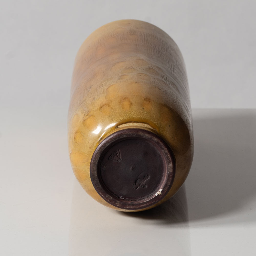 Berndt Friberg for Gustavsberg, Sweden, patterned vase with yellow haresfur glaze L3293