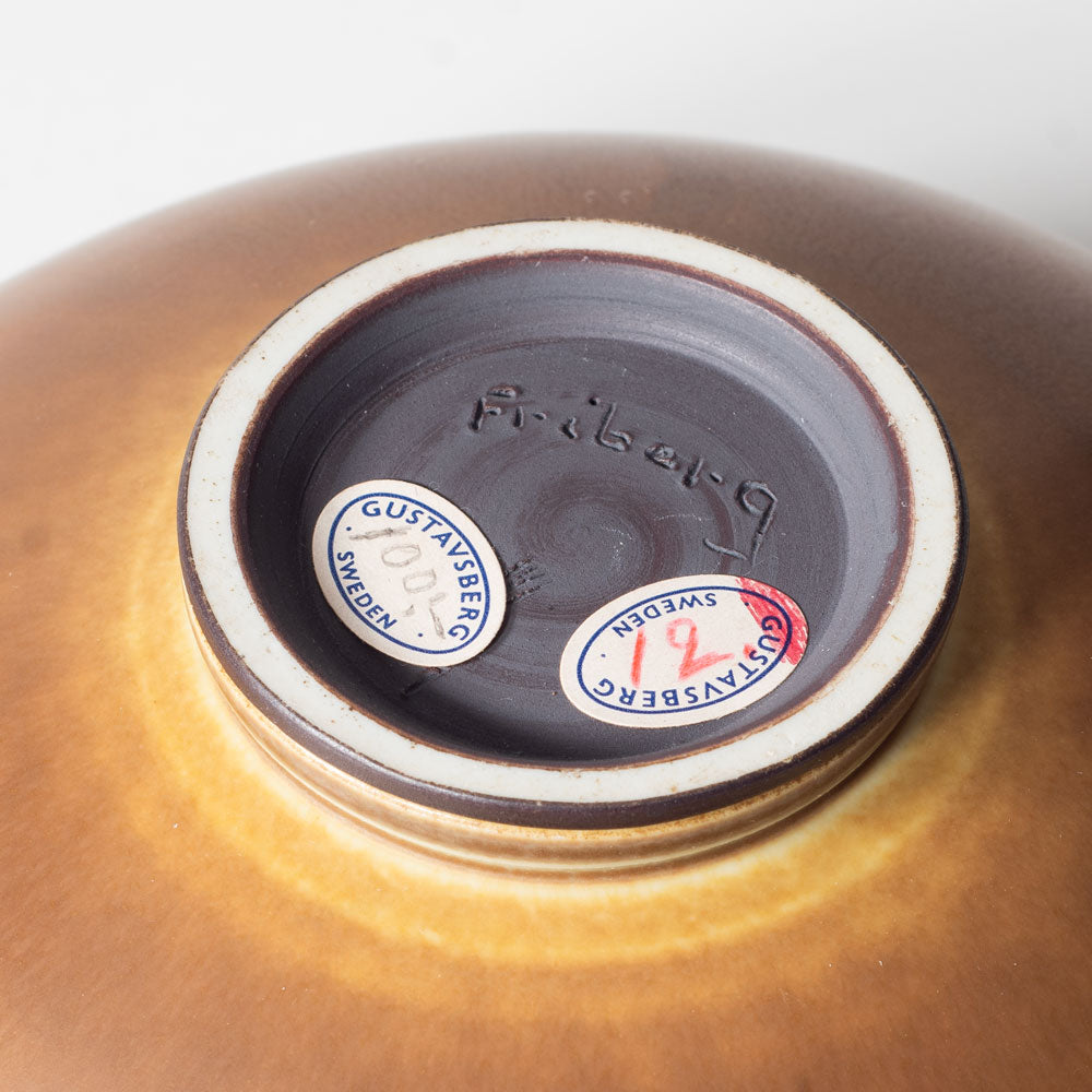 Berndt Friberg for Gustavsberg, Sweden, patterned bowl with brown haresfur glaze L3443