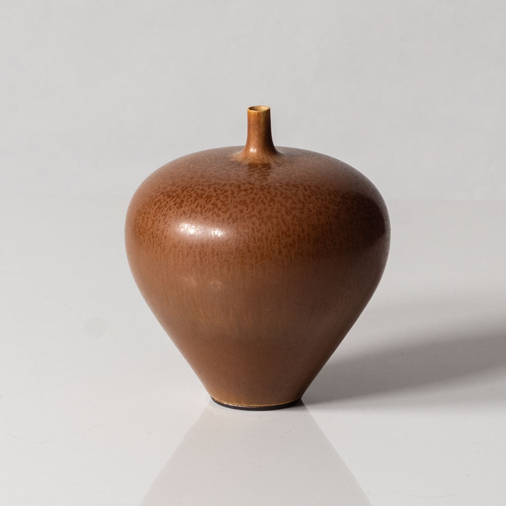 Berndt Friberg for Gustavsberg, Sweden, unique stoneware vase with brown haresfur glaze K2440