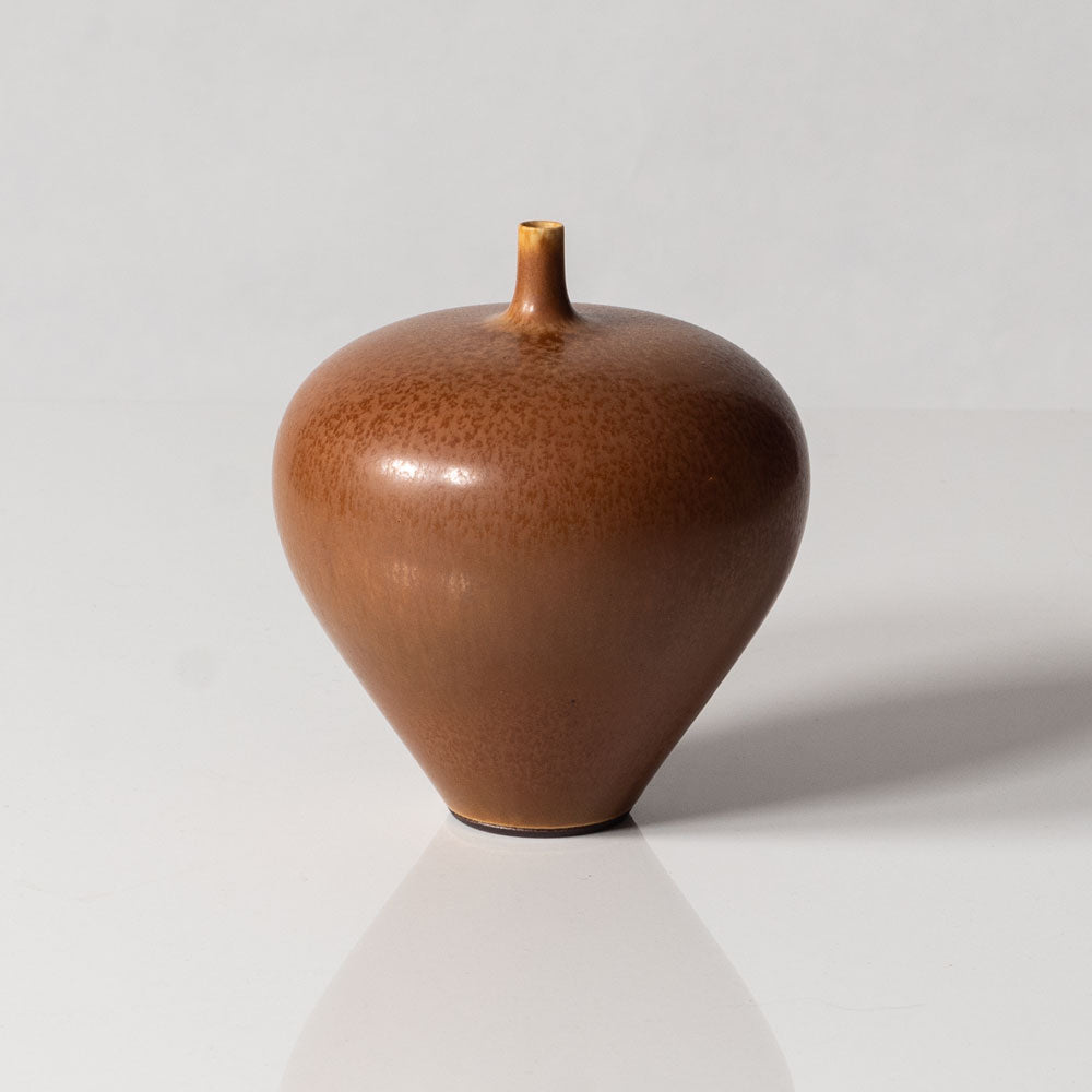 Berndt Friberg for Gustavsberg, Sweden, unique stoneware vase with brown haresfur glaze K2440