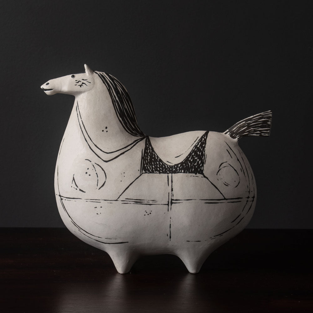 Stig Lindberg for Gustavsberg, Sweden, large stoneware horse with hand painted decoration G9506
