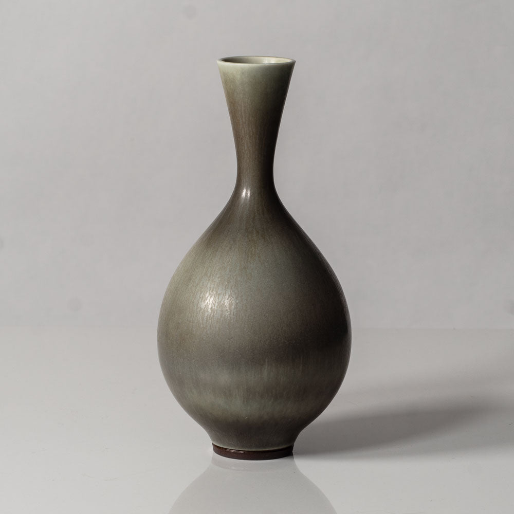 Berndt Friberg for Gustavsberg, Sweden, Unique stoneware vase with gray haresfur glaze L3062