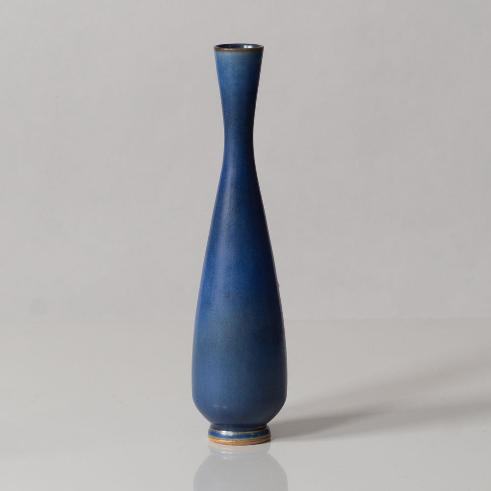 Berndt Friberg for Gustavsberg, Sweden, unique stoneware vase with blue haresfur glaze L3475