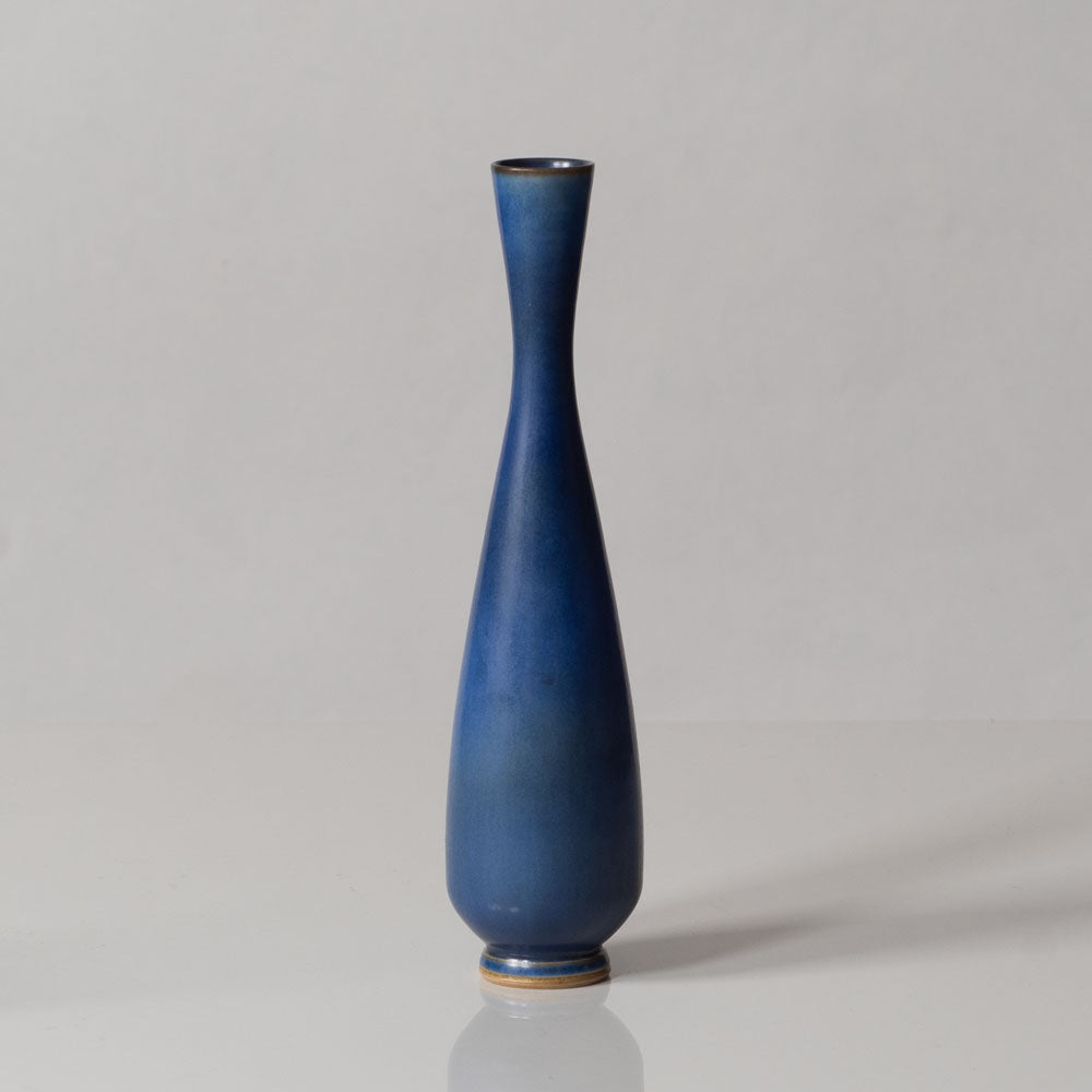 Berndt Friberg for Gustavsberg, Sweden, unique stoneware vase with blue haresfur glaze L3475