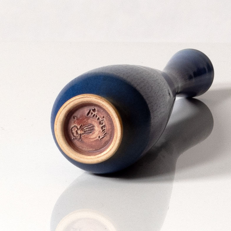 Berndt Friberg for Gustavsberg, Sweden, unique stoneware vase with blue haresfur glaze L3475