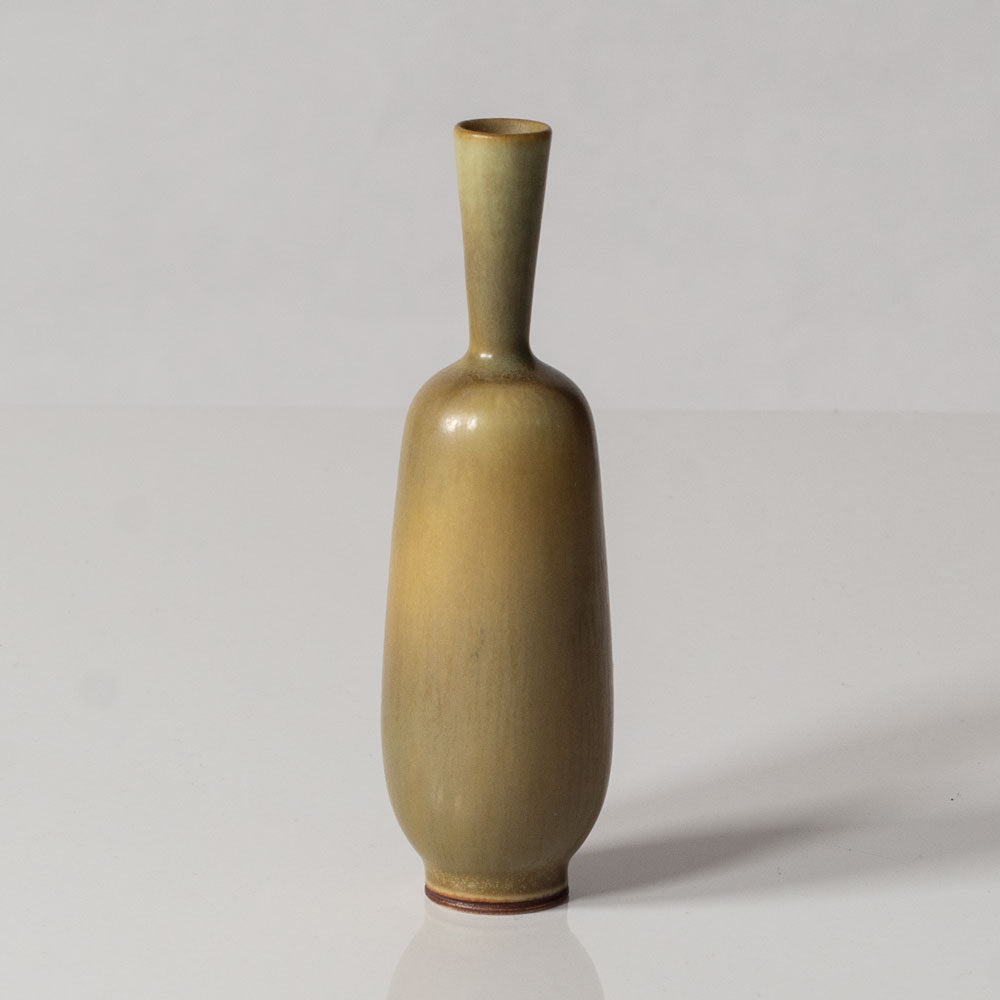 Berndt Friberg for Gustavsberg, Sweden, unique miniature stoneware vase with yellow ochre haresfur glaze K2856