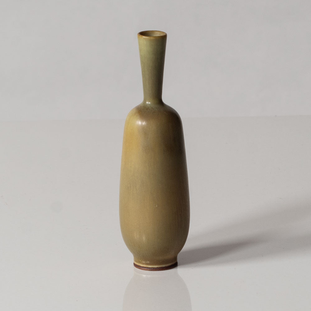 Berndt Friberg for Gustavsberg, Sweden, unique miniature stoneware vase with yellow ochre haresfur glaze K2856