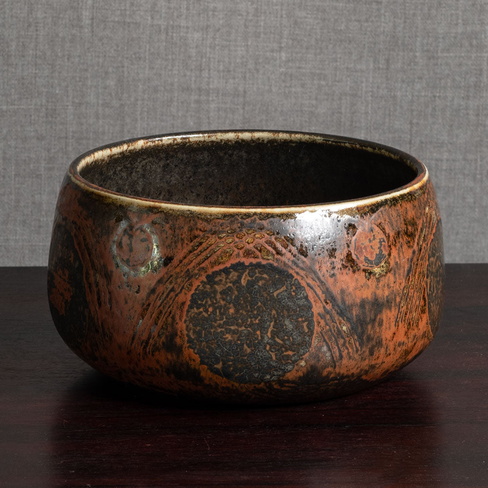 Carl Harry Stålhane for Rörstrand, Sweden, unique stoneware bowl with brown glaze M5595