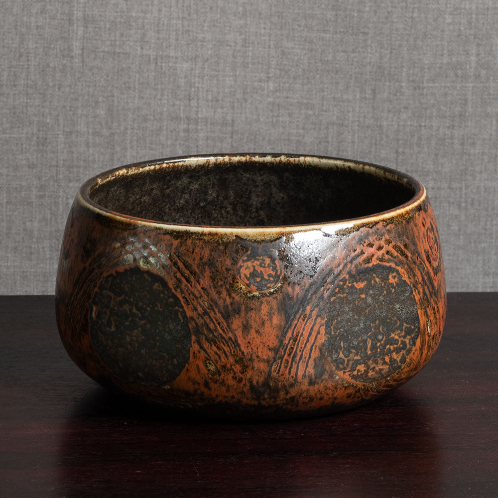 Carl Harry Stålhane for Rörstrand, Sweden, unique stoneware bowl with brown glaze M5595