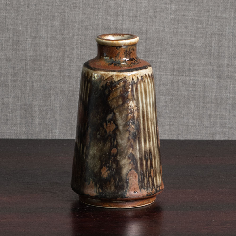 Carl Harry Stålhane for Rörstrand, Sweden, stoneware vase with streaky brown matte glaze M5568