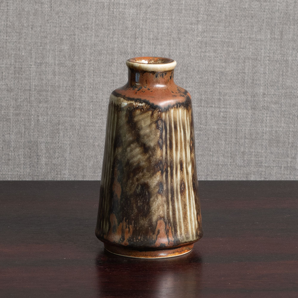 Carl Harry Stålhane for Rörstrand, Sweden, stoneware vase with streaky brown matte glaze M5568