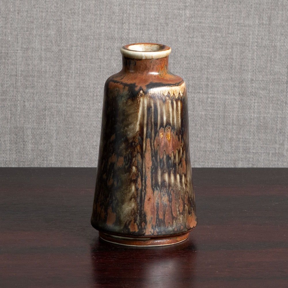 Carl Harry Stålhane for Rörstrand, Sweden, stoneware vase with streaky brown matte glaze M5568
