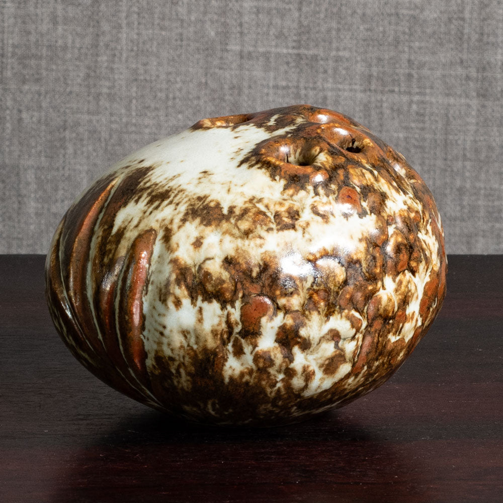 Jørgen Mogensen, own studio, Denmark, stoneware vase with brown and white glaze M5570