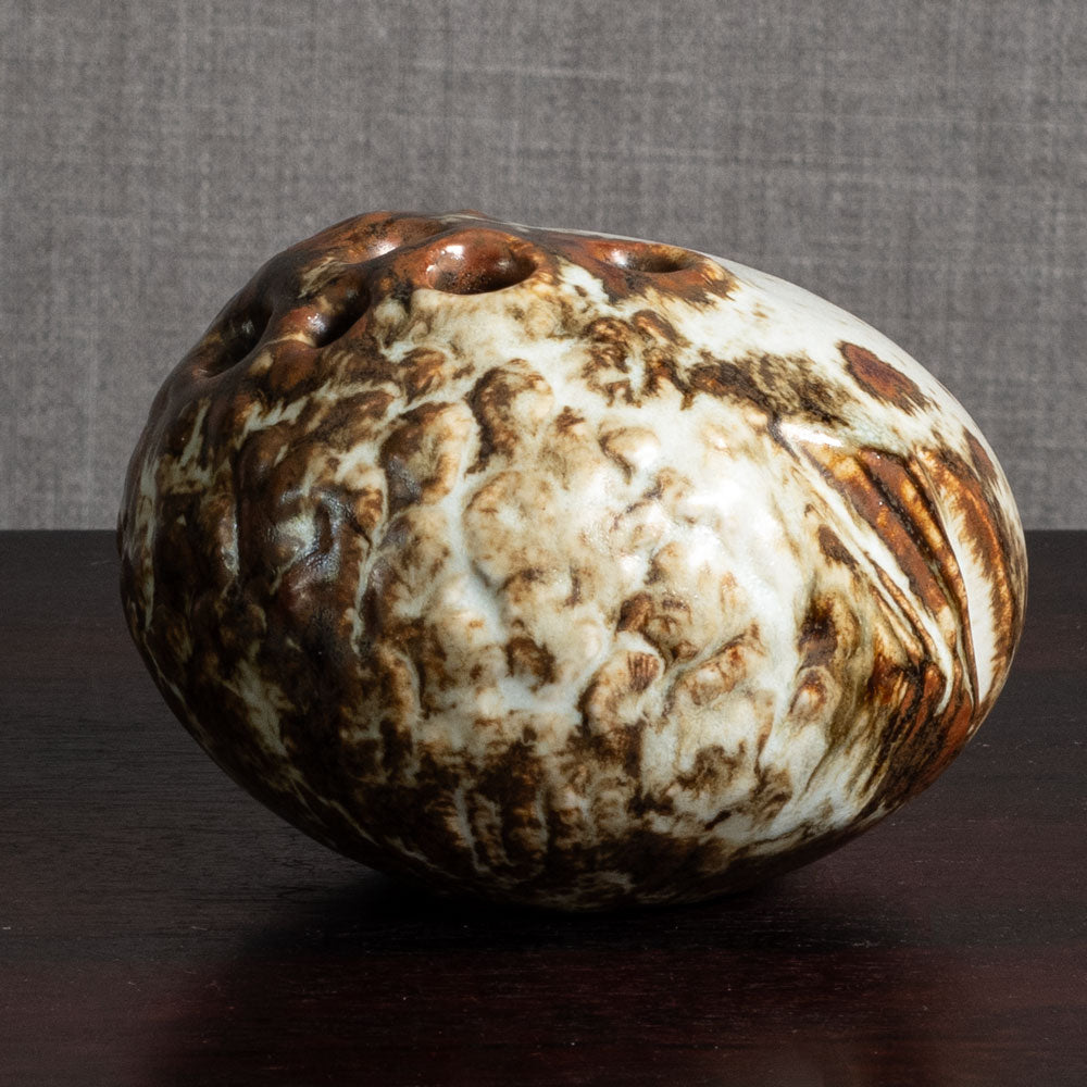 Jørgen Mogensen, own studio, Denmark, stoneware vase with brown and white glaze M5570