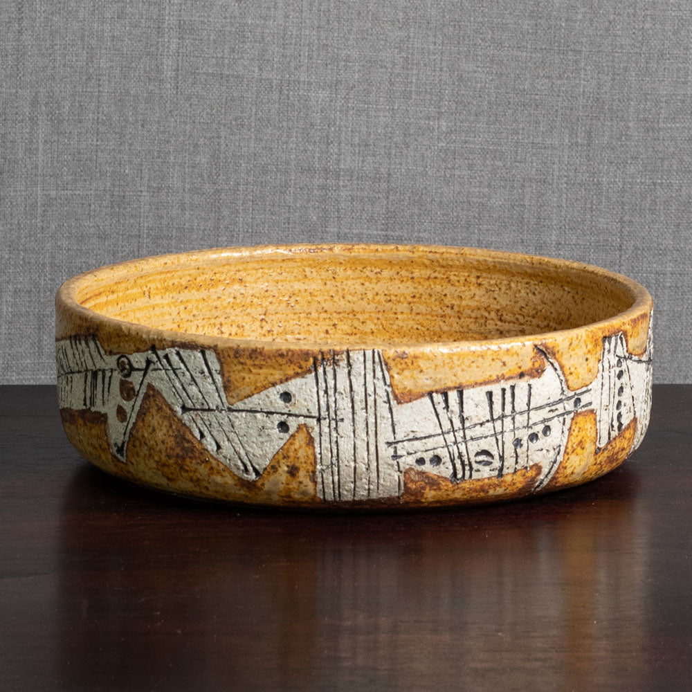 Lisa Larson for Gustavsberg, unique bowl with yellow ochre glaze M5606