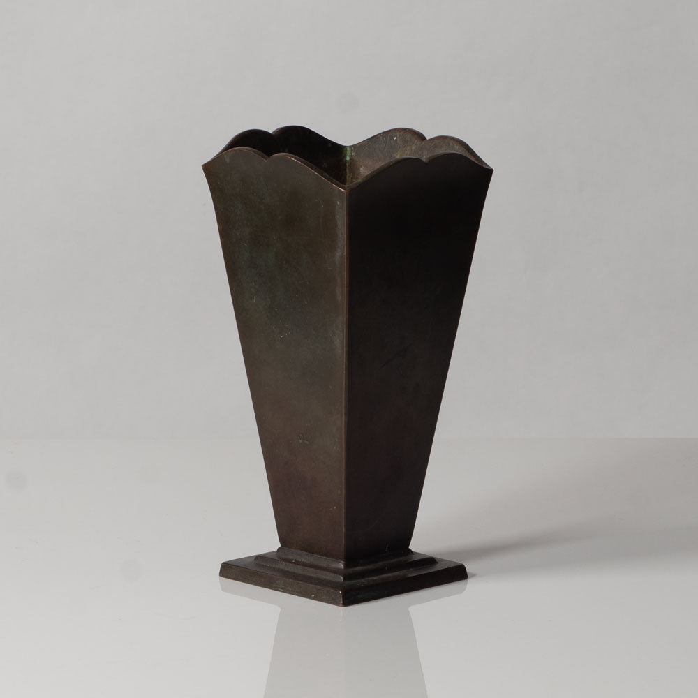 Just Andersen for GAB, Sweden, bronze square footed vase L3172
