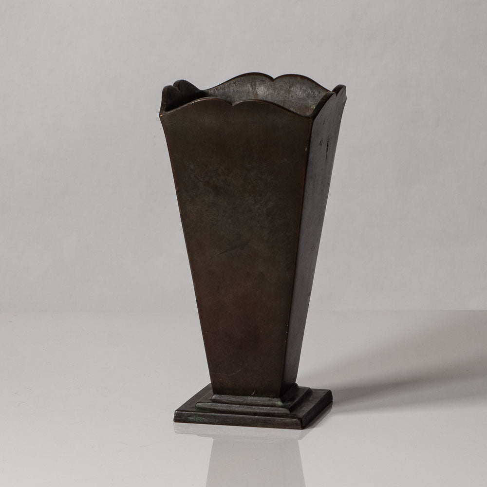 Just Andersen for GAB, Sweden, bronze square footed vase L3172