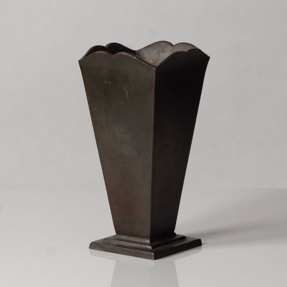 Just Andersen for GAB, Sweden, bronze square footed vase L3172