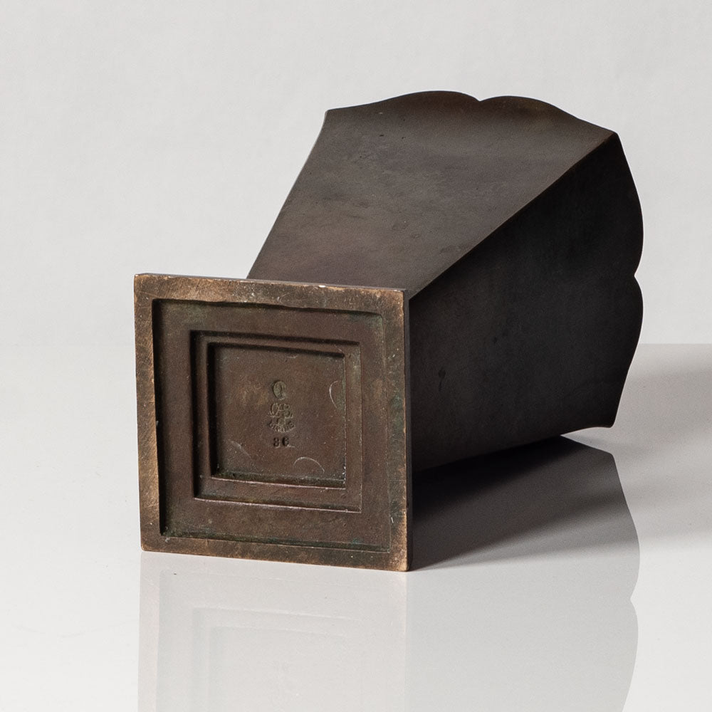 Just Andersen for GAB, Sweden, bronze square footed vase L3172