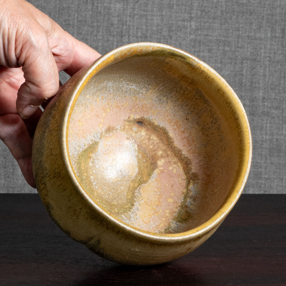 Jørgen Mogensen, own studio, Denmark, stoneware bowl with yellow ochre glaze M5583