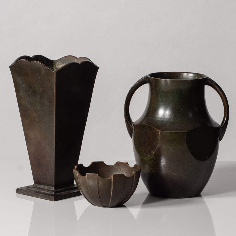 Group of bronze vessels by Just Andersen for GAB, Sweden